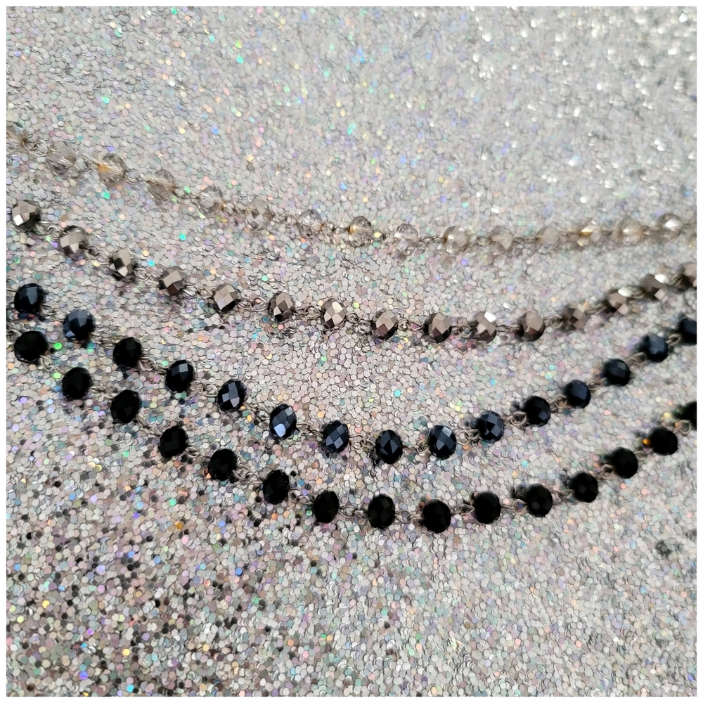 Ali-Khan New York Black And Silver Crystal Necklace